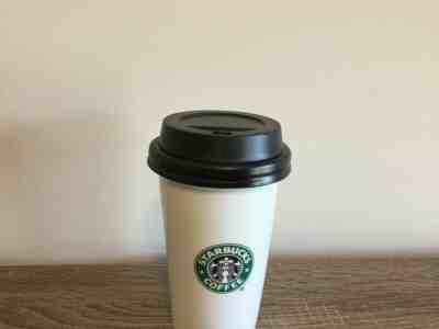 Starbucks 12oz Travel to go Coffee Cup Double Wall Ceramic Mug W/ Top Hat Lid - Sold on eBay Nov, 20th 2019 for $22.50
