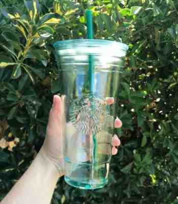 Starbucks Recycled Glass 20oz Venti Cold Cup Tumbler Lid Straw Iced Coffee Spain - Sold on eBay Nov, 20th 2019 for $60.00
