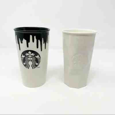Starbucks Band Of Outsiders Drip & Geometric Ceramic Tumbler Mugs No Lids - Sold on eBay Nov, 20th 2019 for $35.00