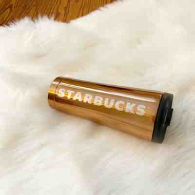 Starbucks Hi-Shine Stainless Steel Travel Coffee Cold Tumbler Copper Metal 12oz - Sold on eBay Nov, 20th 2019 for $34.40