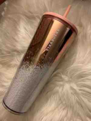 NEW STARBUCKS 2019 Rose Gold & Pink Cascading Snow Tumbler WINTER HOLIDAY Cup  - Sold on eBay Nov, 20th 2019 for $20.50