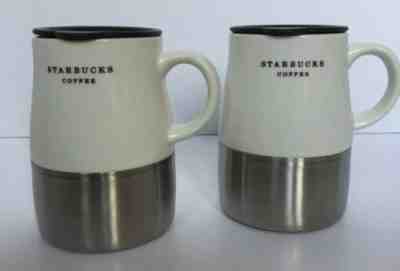2 x STARBUCKS Coffee Stainless Steel Bottom Travel Mug 14 oz /2006 W/lids - Sold on eBay Nov, 20th 2019 for $25.00