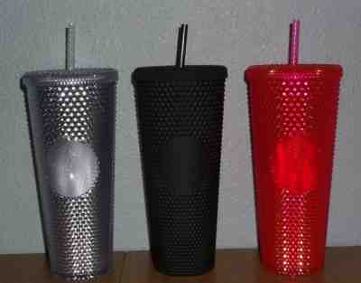 3 STARBUCKS MATTE BLACK PINK PLATINUM SILVER Studded Tumbler 24oz Venti Cup 2019 - Sold on eBay Nov, 20th 2019 for $147.97