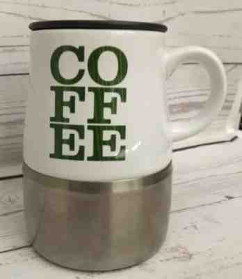 Starbucks 2006 Stainless Steel green Ceramic 14oz Travel Coffee Mug Cup with Lid - Sold on eBay Nov, 20th 2019 for $19.95