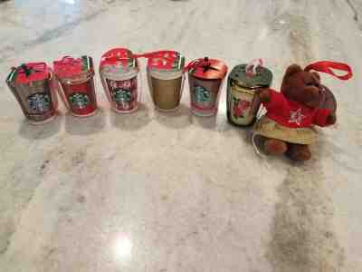 Lot of  7 : NWT Collectible Starbucks Coffee Mini Ornaments 2018 Tumbler Bear - Sold on eBay Nov, 20th 2019 for $50.00