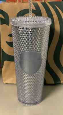 Starbucks Acrylic Iridescent Siren Logo Platinum Silver Studded Cold Cup Tumbler - Sold on eBay Nov, 20th 2019 for $20.00