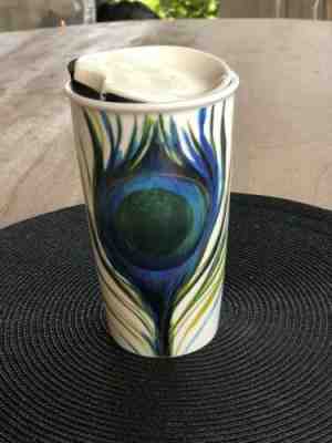 Starbucks Coffee Peacock Feather Traveler Tumbler Mug 2015 Dot Collection 12oz - Sold on eBay Nov, 20th 2019 for $39.99