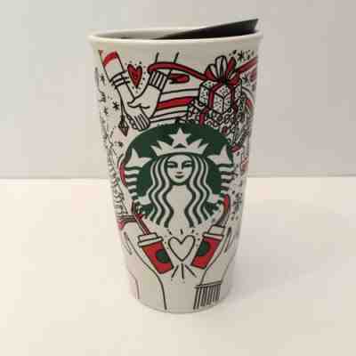 Starbucks 2017 Christmas Holiday Ceramic Travel Tumbler Lid Mermaid Siren CLEAN - Sold on eBay Nov, 20th 2019 for $19.99