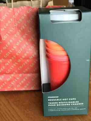 NEW Starbucks 2019 Fall Winter Holiday Christmas REUSABLE HOT CUPS 6 pack - Sold on eBay Nov, 20th 2019 for $20.00
