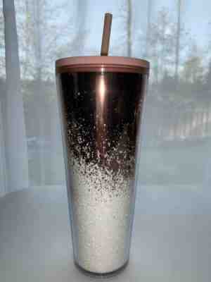 NEW 2019 Starbucks Holiday 24oz Rose Gold To White Glitter Ombré Tumbler Venti - Sold on eBay Nov, 21st 2019 for $30.00