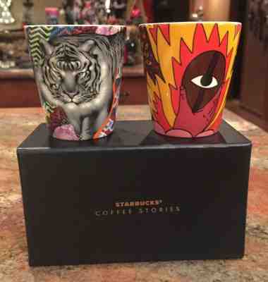 Starbucks Coffee Stories #1 EATON & #2 CAVOLO Ceramic Espresso 3 OZ cups - Set - Sold on eBay Nov, 21st 2019 for $24.99