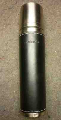 Starbucks Coffee Bullet Thermos 16 oz Brown Leather/Steel Barista Thermal  Flask