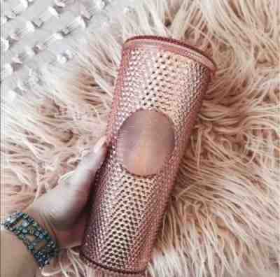 Starbucks Pink Tumbler 2019 Rose Gold Radiant Iridescent Jeweled 24oz Cold Cup - Sold on eBay Nov, 21st 2019 for $38.00