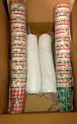 100 NEW STARBUCKS Holiday Grande 16oz. Disposable Paper CUPS Christmas LIDS - Sold on eBay Nov, 21st 2019 for $79.99