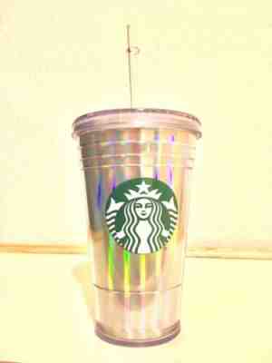 Starbucks Grande Iridescent Double Walled Acrylic Cold Cup Tumbler with Straw  - Sold on eBay Nov, 21st 2019 for $23.99