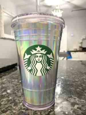 STARBUCKS IRIDESCENT GRANDE 16oz COLD CUP MUG TUMBLER HOLOGRAPHIC HOLIDAY NEW - Sold on eBay Nov, 21st 2019 for $18.99