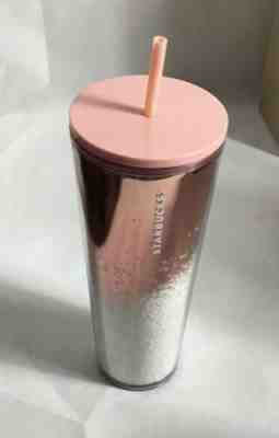 NEW STARBUCKS 2019 Rose Gold & Pink Cascading Snow Tumbler WINTER HOLIDAY Cup  - Sold on eBay Nov, 21st 2019 for $28.76