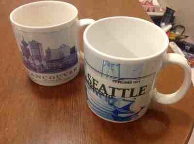 HARD TO FIND STARBUCKS COFFEE 1999 SEATTLE AND 2006 VANCOUVER COLLECTIBLE MUGS - Sold on eBay Nov, 21st 2019 for $22.00