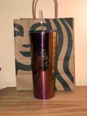 NEW 2019 STARBUCKS TUMBLER COLD CUP IRIDESCENT PINK PURPLE STAINLESS STEEL 24 fl - Sold on eBay Nov, 20th 2019 for $25.00