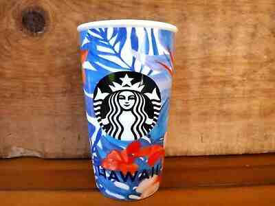 2015 Starbucks HAWAII Blue/Orange Floral Ceramic 12 Oz.Coffee/Tea Travel Mug - Sold on eBay Nov, 21st 2019 for $24.99