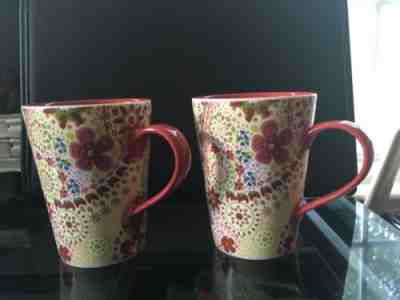 RARE Starbucks 2007 Red Blue Floral Paisley 13oz Mugs Pair Kaleidoscope - Sold on eBay Nov, 21st 2019 for $22.00