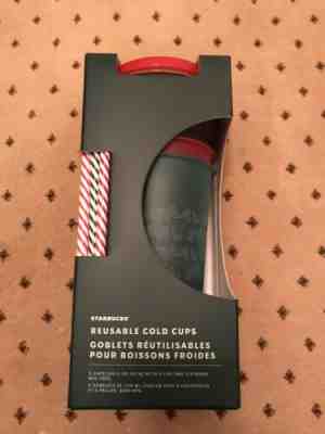 Starbucks 2019 Holiday Christmas Reusable Cold Cups With Straws 24oz 5 Pack NIB - Sold on eBay Nov, 21st 2019 for $23.00