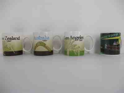 Lot of 4 Collectible Starbucks Mugs Los Angeles Australia New Zealand & Chaleur - Sold on eBay Nov, 21st 2019 for $52.01