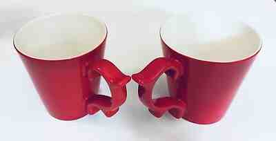 Lot of 2 Teavana Rococo Red Scroll Handle Tea Cup Mug Starbucks 12 oz NEW