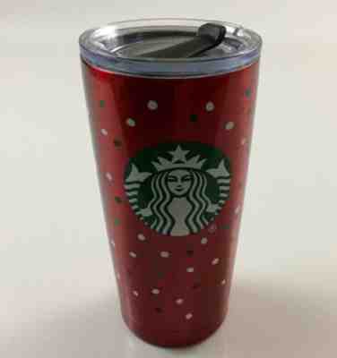 Starbucks Tumbler Stainless Steel Vacuum Red Tumbler Cup 20oz Polka Dot - Sold on eBay Nov, 22nd 2019 for $19.99