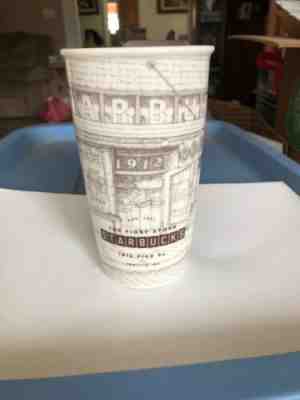  Starbucks Travel Mug Cup 2016 12 oz 1st Store Pike Place Ceramic Hand Drawn  - Sold on eBay Nov, 22nd 2019 for $40.00