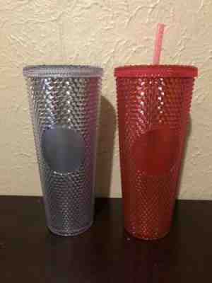 Starbucks Holiday 2019 Venti Studded Tumbler Cups Platinum & Neon Pink - IN HAND - Sold on eBay Nov, 22nd 2019 for $50.00