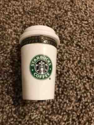 VERY RARE STARBUCKS VHTF Ceramic LIMOGES Collection Figure HINGED LID TO GO CUP 