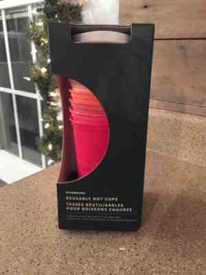 NEW Starbucks 2019 Fall Winter Holiday Christmas REUSABLE HOT CUPS  6 pack - Sold on eBay Nov, 22nd 2019 for $19.50