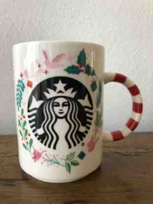 Starbucks 2018 Holiday Ceramic Mug Candy Cane Striped Handle Siren 12 oz NEW  - Sold on eBay Nov, 22nd 2019 for $24.06