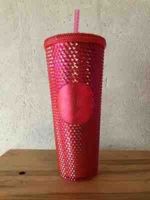 STARBUCKS 2019 HOT Pink Studded Cold Cup Tumbler WINTER HOLIDAY 24 oz - Sold on eBay Nov, 22nd 2019 for $27.98