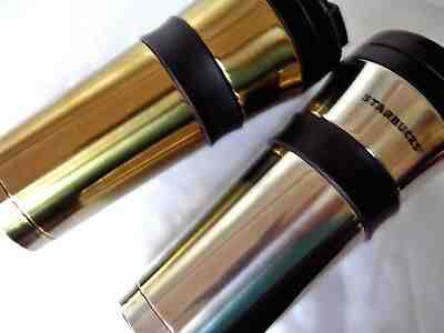 LOT 2 NEW Starbucks STAINLESS Grip TUMBLERS Gold & Mirror Chrome 16 Oz Travelers - Sold on eBay Nov, 22nd 2019 for $99.90