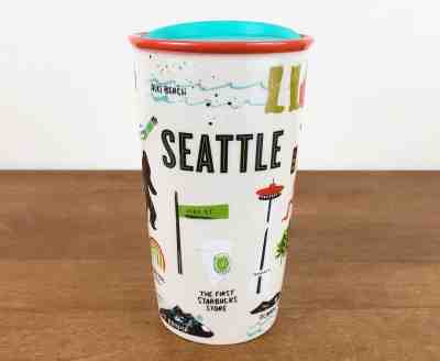 Starbucks Seattle 2017 Ceramic 12 Oz Travel Tumbler Mug Cup Bigfoot Tourist - Sold on eBay Nov, 22nd 2019 for $24.99