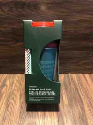 Starbucks 2019 Holiday Christmas Reusable Cold Cups With Straws 24oz 5 Pack NIB - Sold on eBay Nov, 22nd 2019 for $24.00