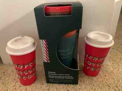 Starbucks Reusable Cold Tumblers Straws Hot Cups Holiday Christmas 2019 Set - Sold on eBay Nov, 21st 2019 for $18.00