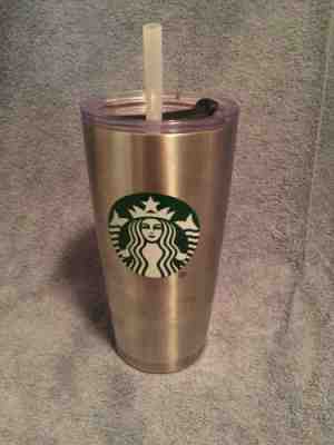 Starbucks 20 Oz Insulated Stainless Steel Logo Cup With Clear Lid And Straw NEW - Sold on eBay Nov, 21st 2019 for $18.50