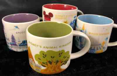 DISNEY STARBUCKS YAH MUGS MAGIC ANIMAL KINGDOM EPCOT HOLLYWOOD SET FOUR (4) V1 - Sold on eBay Nov, 21st 2019 for $199.00