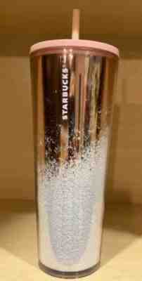 Starbucks Holiday 2019 Cascading Snow Glitter. Rose Gold Tumbler — 24oz - Sold on eBay Nov, 21st 2019 for $34.99