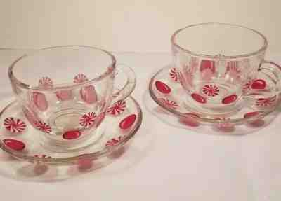Starbucks Pair 2007 Coffee Tea Cups & Saucers Peppermint Candy Christmas Holiday - Sold on eBay Nov, 21st 2019 for $27.99