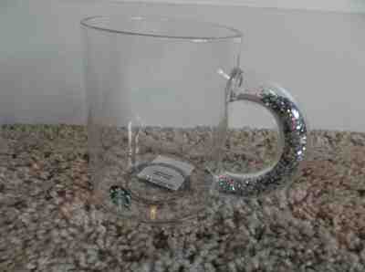 NEW Rare & HTF NEW Starbucks 2019 Holiday Glitter Handle 12 Ounce Glass Logo Mug - Sold on eBay Nov, 21st 2019 for $38.95