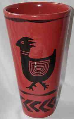 Starbucks Hand Painted Vase By Ciao Italya RED & Black 10.5 tall - Sold on eBay Nov, 21st 2019 for $15.00