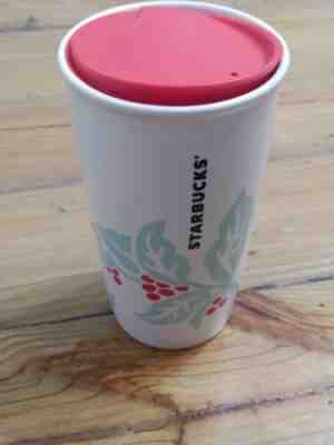 Starbucks 2018 Christmas Holly Ceramic Travel Tumbler Coffee Mug - Sold on eBay Nov, 21st 2019 for $26.99