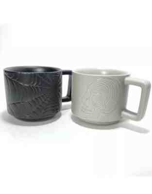 Starbucks Halloween 2019 Skull Spiderweb Black White 2 Coffee Mugs Free Shipping - Sold on eBay Nov, 21st 2019 for $22.50