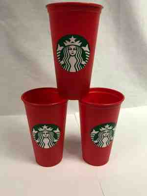 Starbucks Red Reusable Cup (3) -- 2018 -- RARE -- Free Shipping! - Sold on eBay Nov, 23rd 2019 for $19.99
