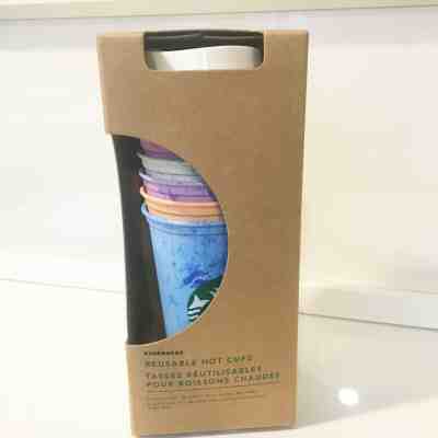 Starbucks Reusable Hot Cup Collection Pack Of 6 W/Lids 16 oz Summer 2019 - Sold on eBay Nov, 23rd 2019 for $17.99