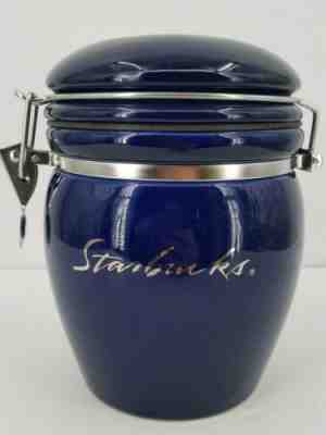 Starbucks Ceramic Coffee Tea Storage Canister Sealed With Scoop Silver Script  - Sold on eBay Nov, 23rd 2019 for $24.99